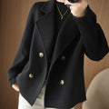 Women's Woolen Coat Short Autumn Winter Loose Fit Suit Collar Outerwear Trendy Fashion Casual Wear Full Sleeve Origin China-belleandkai.com