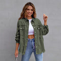 Fashion Broken Holes Solid Color Denim Jacket Ladies Comfortable Casual Loose Button Cardigan Coat Streetwear Women's Outerwear-belleandkai.com