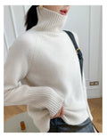 Women's Turtleneck Cashmere Sweater Loose Thickened Pullover Korean Style Lazy Wind Heavy for Autumn Winter-belleandkai.com