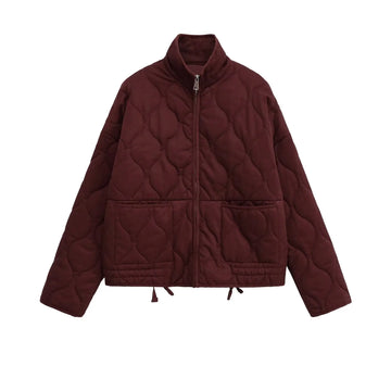 BSK&TRAF2025 Autumn New Collection Women's Simple Series Multi color Selection Stand up Collar Quilted Warm Cotton Jacket Coat-belleandkai.com