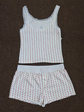 Strawberry Vest Shorts 2 Pieces Set Woman Eyelet Bow Slim Tank Top with Elastic Waist Patchwork Straight Short Pant Sweet Sets-belleandkai.com