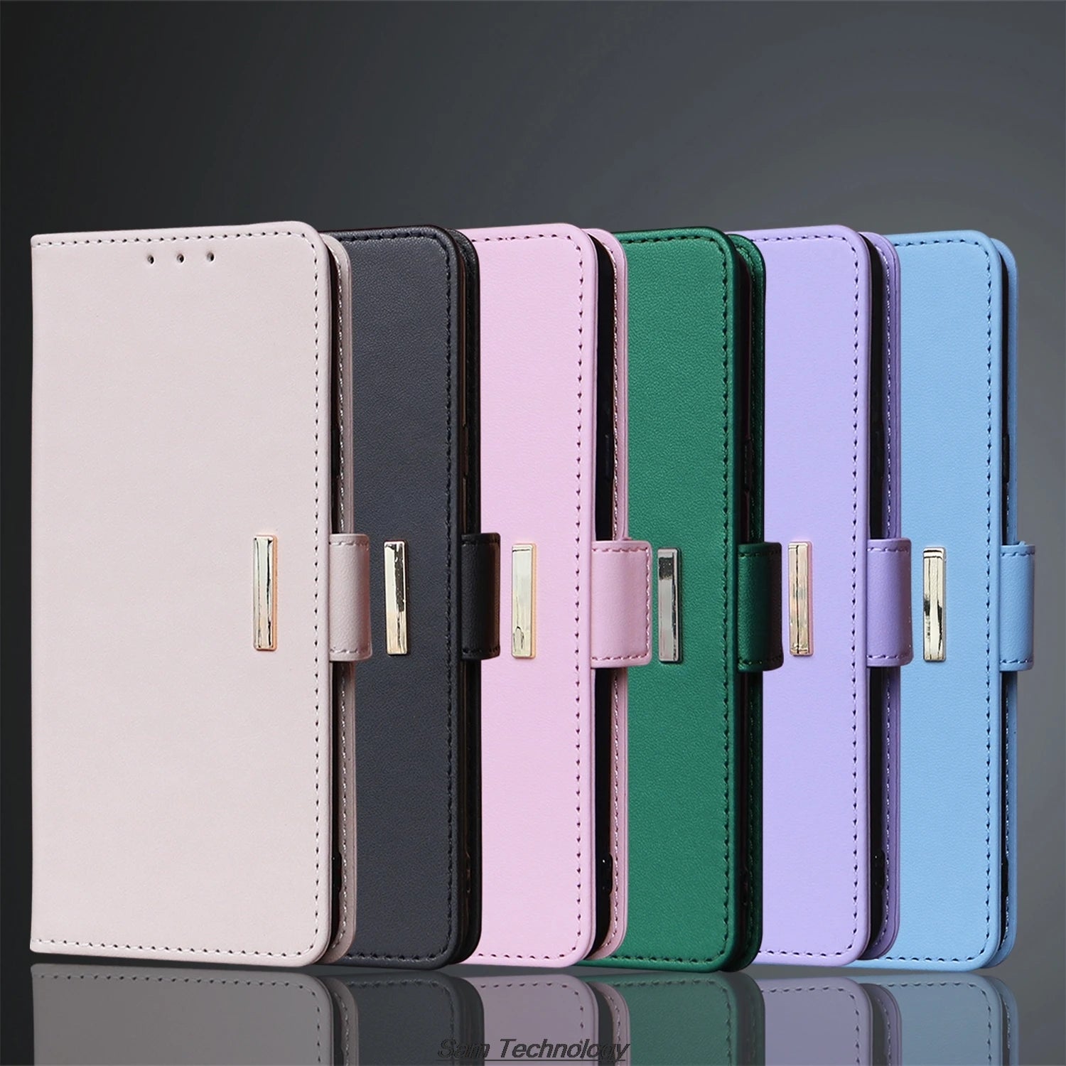 Magnetic buckle Leather Case for OPPO Realme C63 Wallet RFID BLOCKING Flip Cover Women Girls Simple Capa Fundas Coque-belleandkai.com