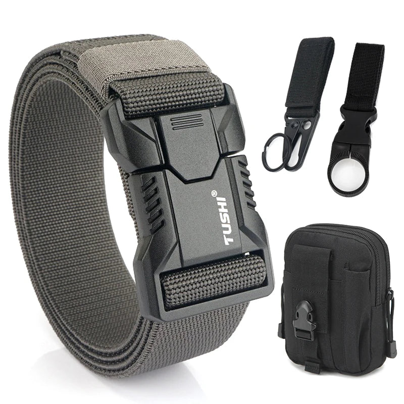 VATLTY New Tactical Outdoor Belt for Men and Women Aluminum Alloy Buckle Quick Release Elastic Belt Casual Belt Jeans Waistband-belleandkai.com