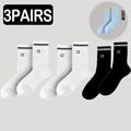 5 Pairs A* Premium Cotton Breathable Comfy Mid-Tube Unisex Socks for Sports Yoga Fitness All Season Pure White Couple Matching-belleandkai.com