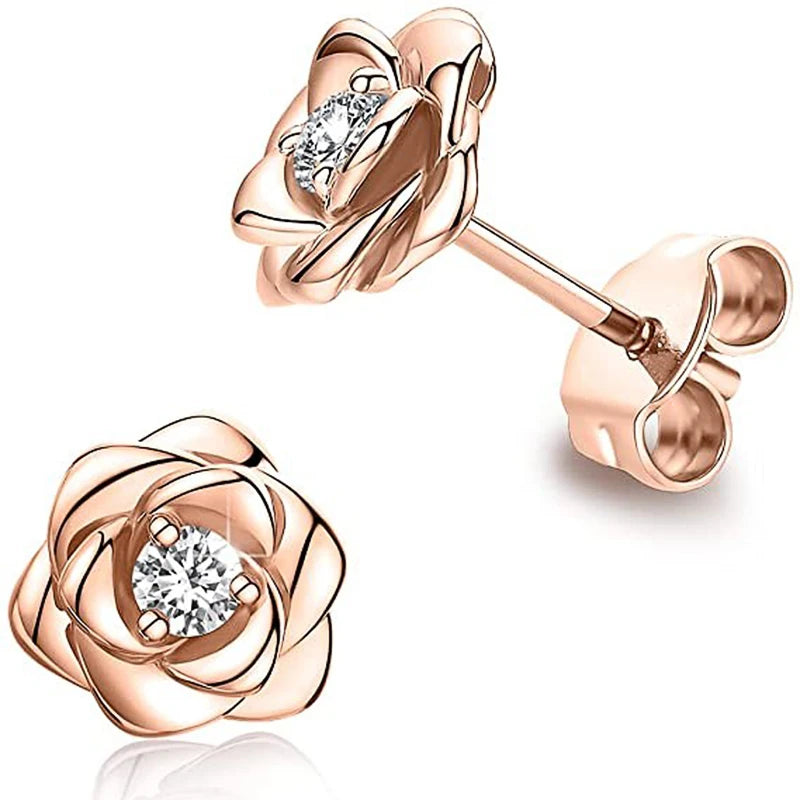 CAOSHI Dainty Flower Stud Earrings for Women Delicate Ear Studs for Daily Life Brilliant Zirconia Accessories for Engagement-belleandkai.com