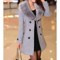 New Autumn Winter Women's Woolen Coat Mid-Length Korean Style Faux Fur Collar Sweater Material Outerwear Fashionable Ladies' Jac-belleandkai.com