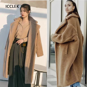 Casual Loose Autumn Women Jacket Winter Teddy Coat Woman Faux Fur Coat Female Plush Thick Warm Fleece Long Jacket Oversized-belleandkai.com