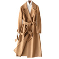 2025 Autumn 100% Wool Coats With Belt Fashion Open Stitch Elegant Woolen Cashmere Coat Veste Femme Tops-belleandkai.com