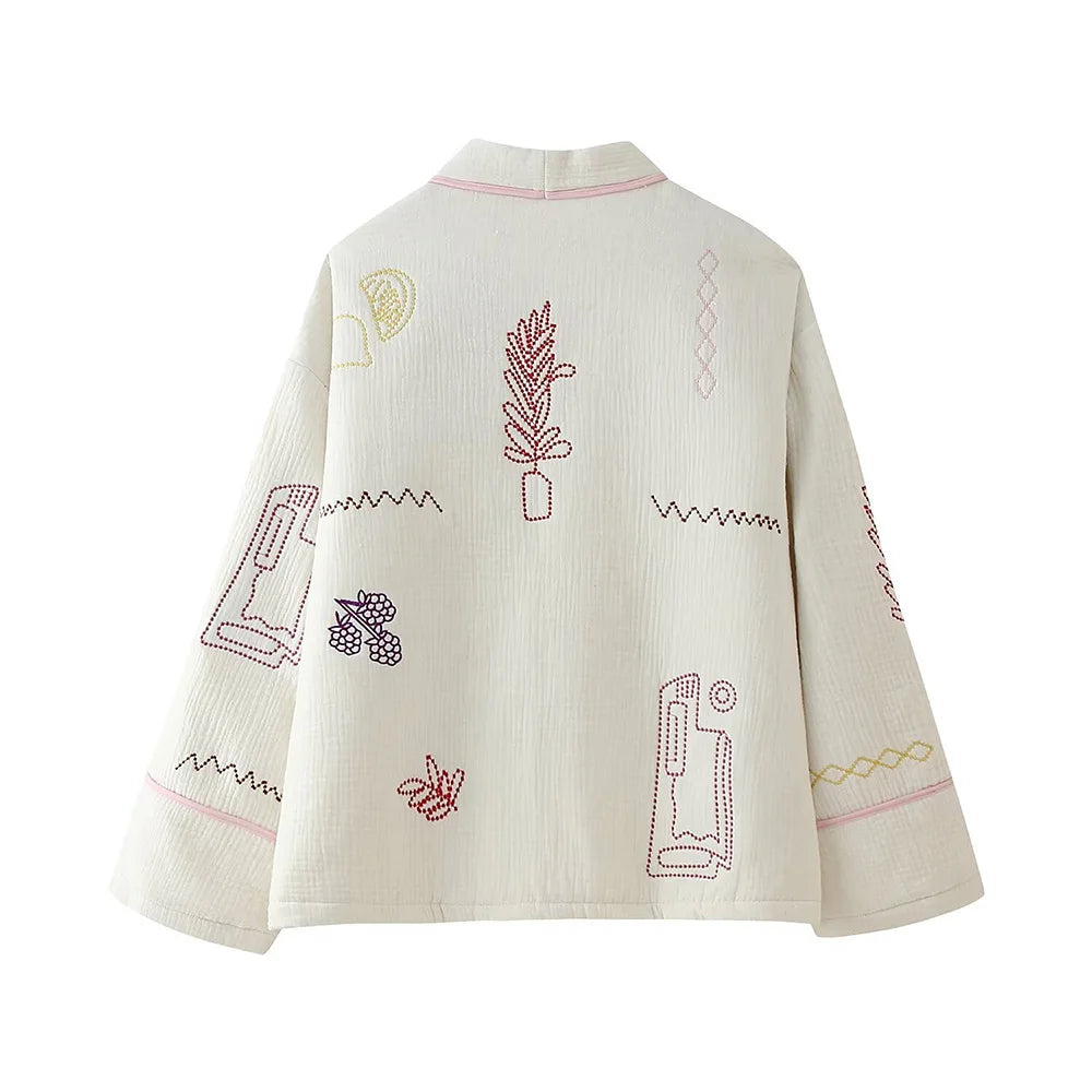 Autumn and winter new fashionable women's clothing casual elegant design sense embroidered cotton jacket-belleandkai.com