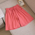 2024 Women Cotton Shorts,Summer Casual Solid Two Pockets shorts high waist loose shorts for girls Soft Cool female shorts-belleandkai.com