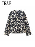 TRAF&ZA2025 Chic Trendy Printed Single Breasted Jacket Fashion Autumn Long Sleeve Coat Versatile Comfortable Short Coat? ?-belleandkai.com