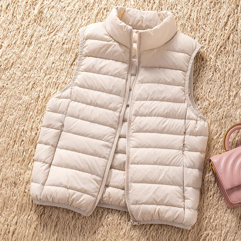 12 Colors 90% White Duck Down Women Sleeveless Jackets 2023 New Arrivals Female Ultra Lightweight Packable Vest Women Coats-belleandkai.com