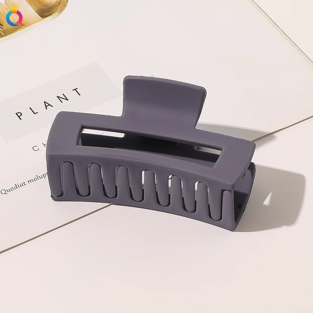 Simple Frosted Shark Hair Claws Candy Color No Slip Large Square Cross Shaped Jaw Clip For Women Girls Thin Thick Long Hair-belleandkai.com