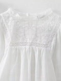 Willshela Women Fashion Embroidery White Hollow Out Blouse Vintage O-Neck Long Sleeves Female Chic Lady Shirts-belleandkai.com