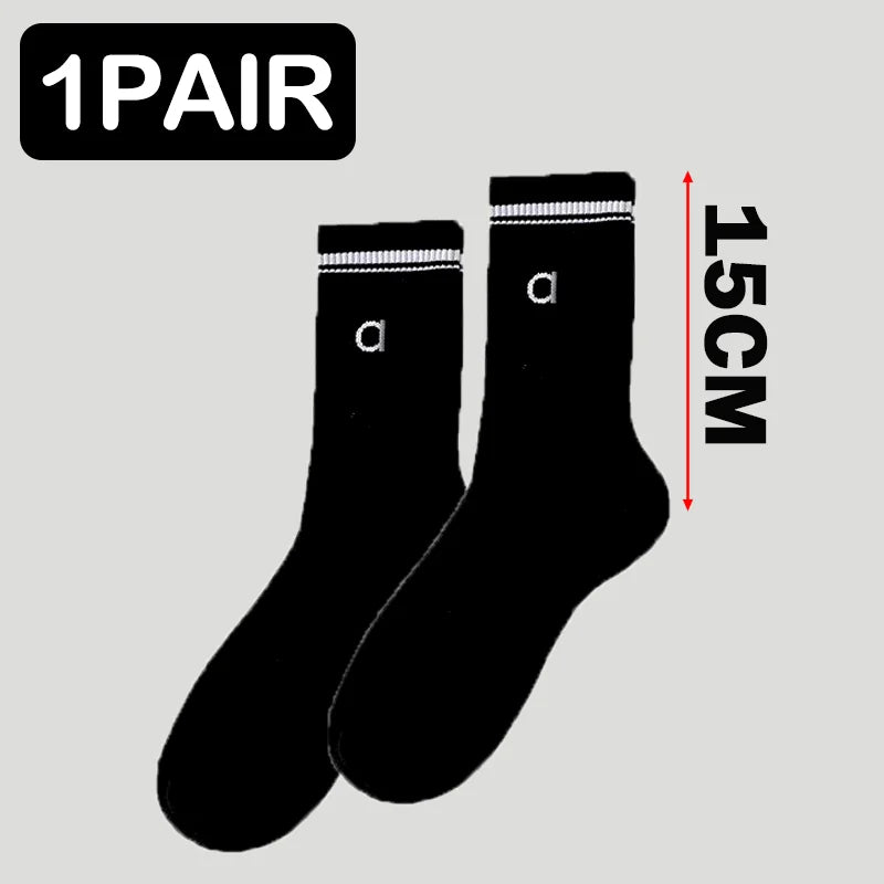 5 Pairs A* Premium Cotton Breathable Comfy Mid-Tube Unisex Socks for Sports Yoga Fitness All Season Pure White Couple Matching-belleandkai.com