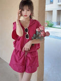Plain Short Sets for Women 2 Pieces Tracksuit Hoodie Chic and Elegant Casual Summer Fashion 2025 Novelties Classic Woman Shorts-belleandkai.com
