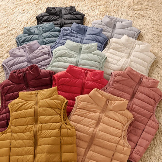 12 Colors 90% White Duck Down Women Sleeveless Jackets 2023 New Arrivals Female Ultra Lightweight Packable Vest Women Coats-belleandkai.com