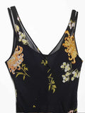 European style new women's fashion versatile temperament suspender print sleeveless v-neck long dress-belleandkai.com