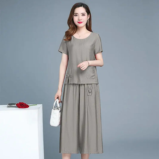 Large Size Pant Sets for Women 2 Pieces Clothes Promotion Casual Elegant Cheap New Chic Luxury Classy Wide Leg Trousers Woman-belleandkai.com
