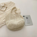 Women Crochet Tote Bag Mesh Beach Bag Large Capacity Fashion Knitted Bag Solid Color Simple Shopping Bag for Travel Vacation-belleandkai.com
