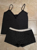 Strawberry Vest Shorts 2 Pieces Set Woman Eyelet Bow Slim Tank Top with Elastic Waist Patchwork Straight Short Pant Sweet Sets-belleandkai.com