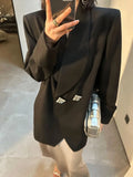 Chic High-end Blazer Design Women Clothing Trend Spring Autumn Jackets Mid-length Coats Loose Button Blazer Long Sleeve Tops New-belleandkai.com