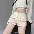 Patchwork Gradient Color Knitting Thin Cargo Women Summer Simplicity Office Lady Wide Leg Fashion Appear Thin Casual Shorts-belleandkai.com