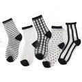 Women's Summer Socks Thin & Breathable Ankle Socks | Striped/Transparent/Plaid/Dots Pattern, Casual Socks for Women (10Pair)-belleandkai.com