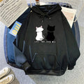 Women's Fleece Lined Hoodie Casual Cartoon Cat Print Oversize Loose Fit Autumn Winter Top Fashion Comfortable Streetwear-belleandkai.com