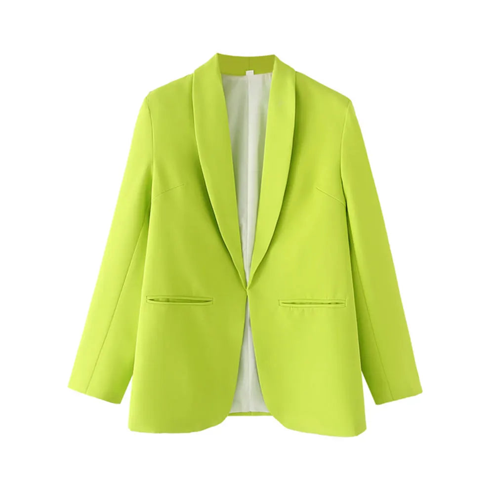 TRZA Women's Fashion Front Open Blazer Coat Long Sleeve Office Wear with Welt Pockets Chic Female Outerwear Top-belleandkai.com