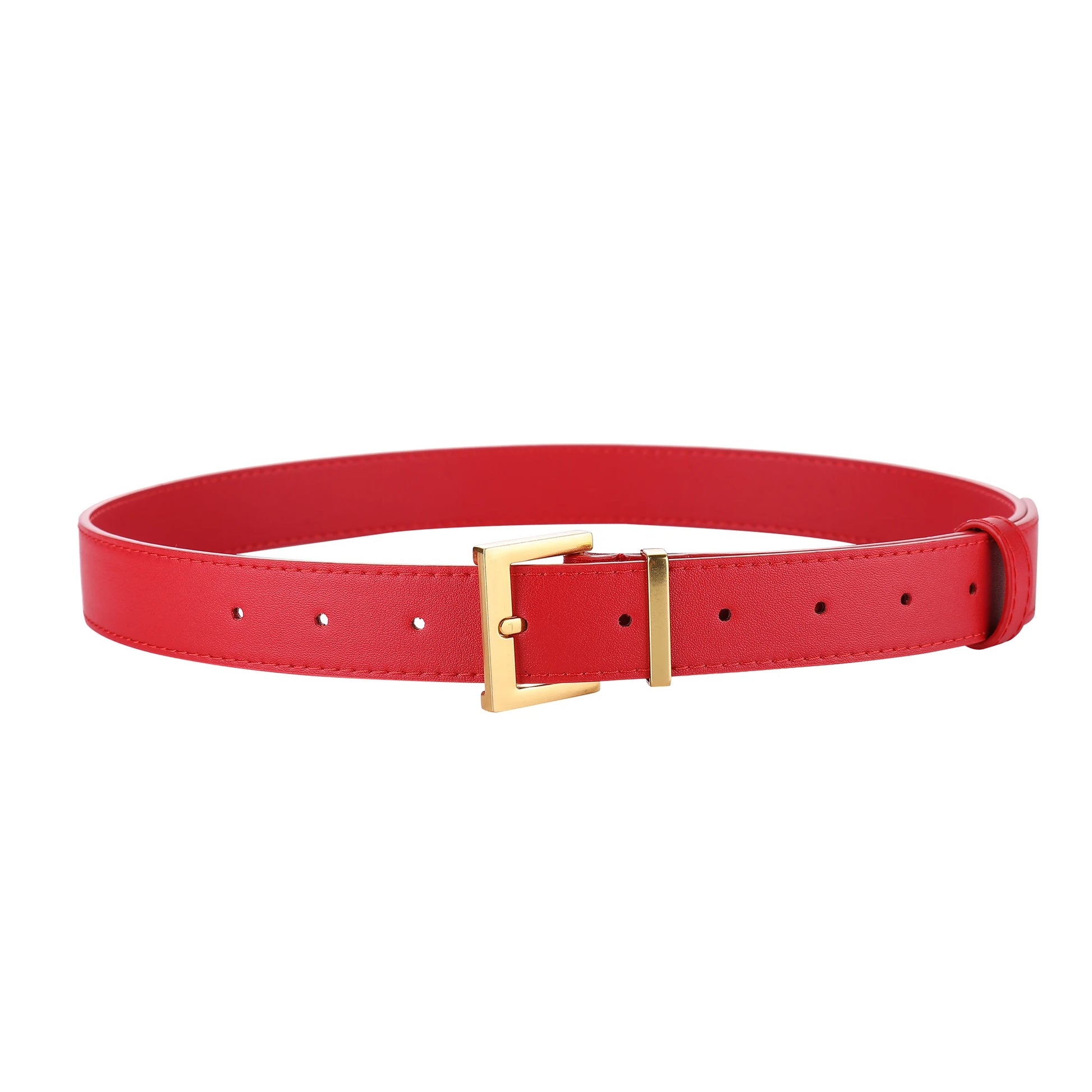 New Luxury Double Genuine Leather Belt for Women Jeans Casual Dress Square Alloy Buckle Ladies Trendy Belts Fashion Waistband-belleandkai.com