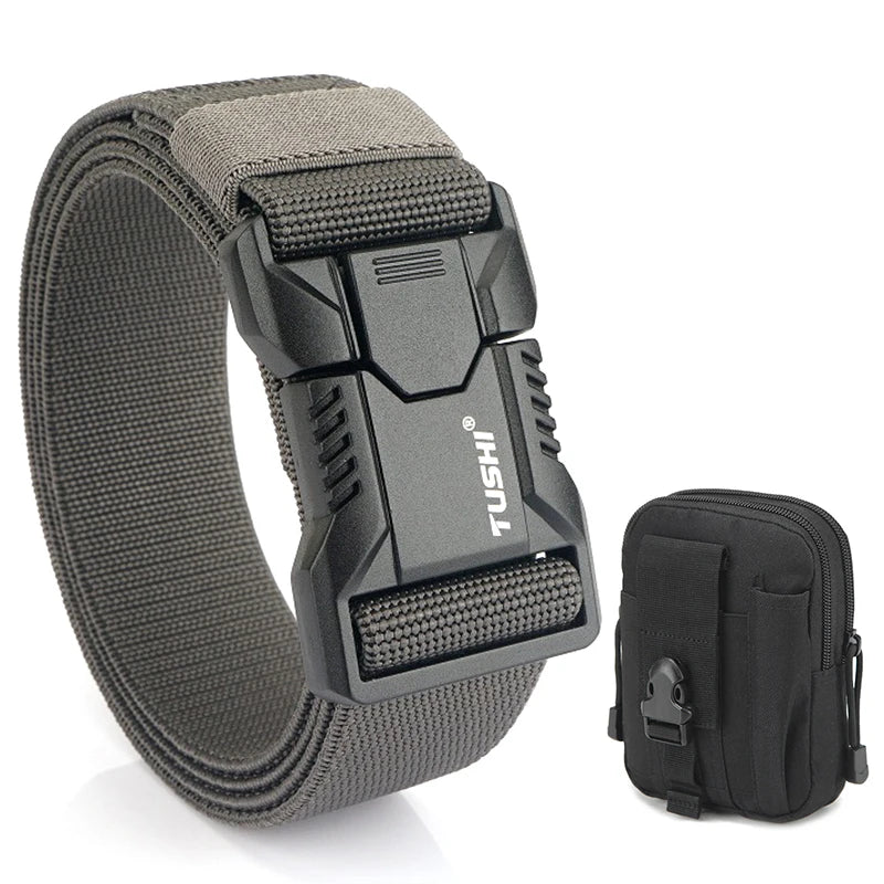 VATLTY New Tactical Outdoor Belt for Men and Women Aluminum Alloy Buckle Quick Release Elastic Belt Casual Belt Jeans Waistband-belleandkai.com