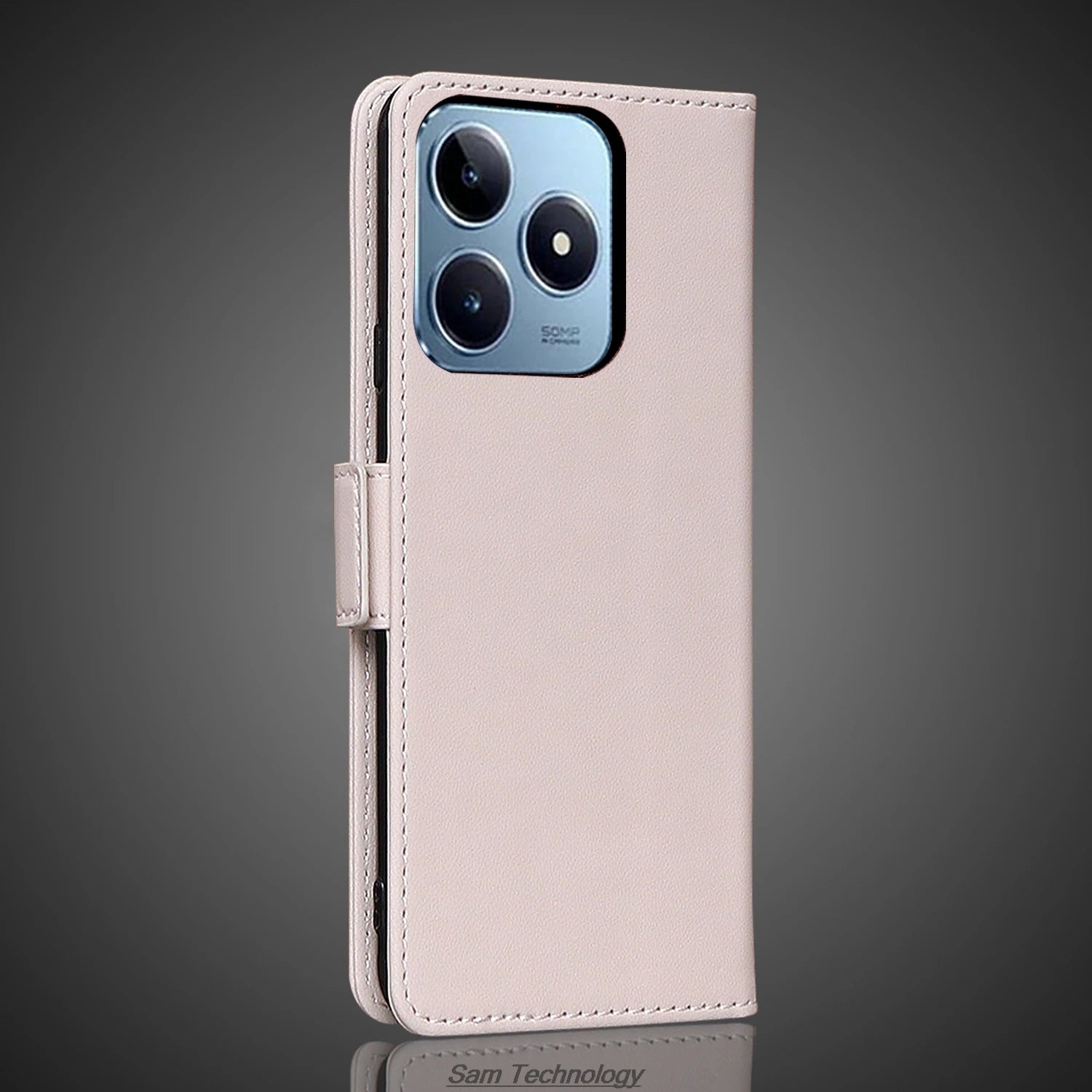 Magnetic buckle Leather Case for OPPO Realme C63 Wallet RFID BLOCKING Flip Cover Women Girls Simple Capa Fundas Coque-belleandkai.com