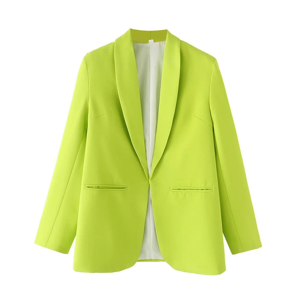 Zach Ailsa 2024 Autumn New Product Women's Wear Simple and Elegant Slim Fit Solid Color Pocket Decoration Suit Coat-belleandkai.com