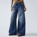 American retro wide leg jeans for women  spring new style  versatile and easy to wear-belleandkai.com