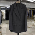 Women's Blazer Double Breasted Office Wear Suit Coats 2025 Fashion Jackets Long Sleeve Flap Pockets Chic Female Outerwear-belleandkai.com