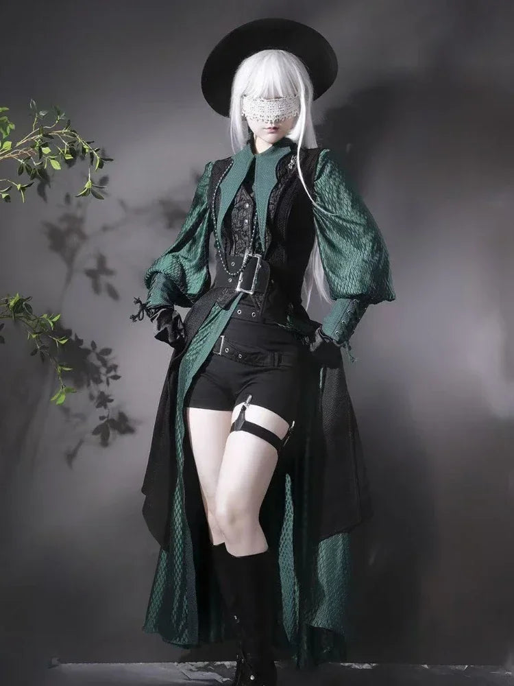 Streetwear Vintage Dragon Design Long Shirt Dresses Grunge Y2k Aesthetic Vestidos Gothic Harajuku Women Men Cosplay Grunge Dress-belleandkai.com