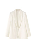 TRZA Women's Fashion Front Open Blazer Coat Long Sleeve Office Wear with Welt Pockets Chic Female Outerwear Top-belleandkai.com
