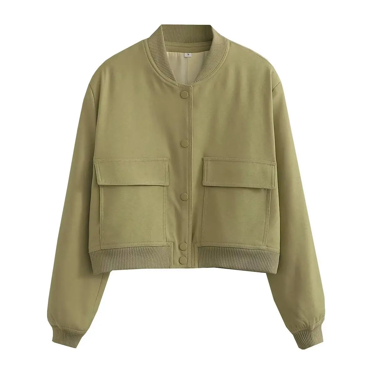 Willshela Women Fashion Solid Bomber Jackets Coat With Pockets V-Neck Single Breasted Long Sleeves Female Chic Lady Outfits-belleandkai.com