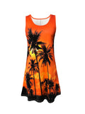 Women's Tropical Print Beach Dress Round Neck Sleeveless Dress Perfect for Spring & Summer Vacations Y2k Ladies Clothes Tee Tops-belleandkai.com