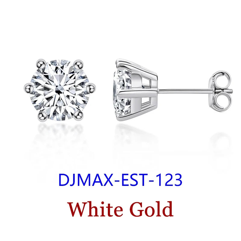 DJMAX 0.5-2ct Moissanite Diamond Stud Earrings for Women Original 925 Sterling Silver Lady's Moissanite Earring New 2025-belleandkai.com