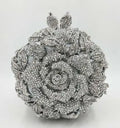 Women Gold/Silver Flower Mini Crystal Evening Bag Bridal Wedding Rhinestones Clutches Bags Handbags Party Minaudiere Clutch Bag-belleandkai.com