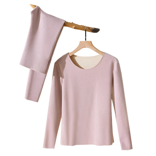 1Set Women's Thermal Underwear Set Seamless Thick Double Layer Warm Lingerie Winter Long Sleeve Bottoming Thermal Clothing Sets-belleandkai.com