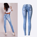 Summer Style Low Waist Sky Blue Patchwork Skinny Tights Women Pencil Jeans High Stretch Sexy Push Up Denim Women Fashion Jeans-belleandkai.com