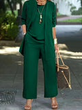 Plus Size Women's Loose-Fit Long Sleeve Vestbell Bottoms New Spring Autumn Suit Fashion Outfit Three-Piece Set Clothing-belleandkai.com