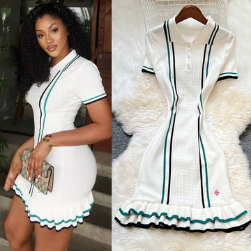 YuooMuoo Brand Fashion Women Knitted Mini Dress Ins Hot Sexy Package Hips Ruffled Party Dress Streetwear Lady Outfits Vestidos-belleandkai.com