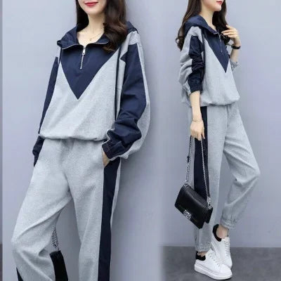 Plus Size Women's Casual Sportswear Hoodie Set Two Piece Loose Fit Outfit Autumn Collection Comfortable Breathable Clothing-belleandkai.com