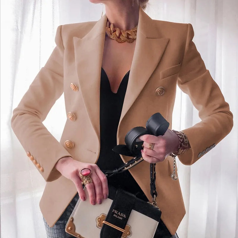Black Blazers Women 2025 Single-button Outwear All-match Long Sleeve Coat Female Slim Solid Jacket Lady Office Work Suit Vestido-belleandkai.com