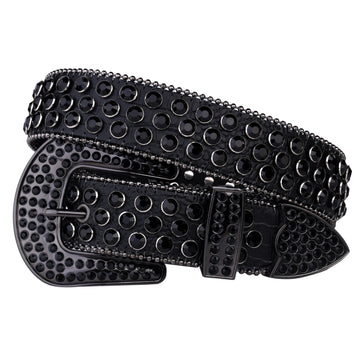 Studded Rhinestone Belts Women Fashion Belt Shiny Pu Leather Belt, Wedding Party Belt Couple Valentines Gifts For Girlfriends-belleandkai.com