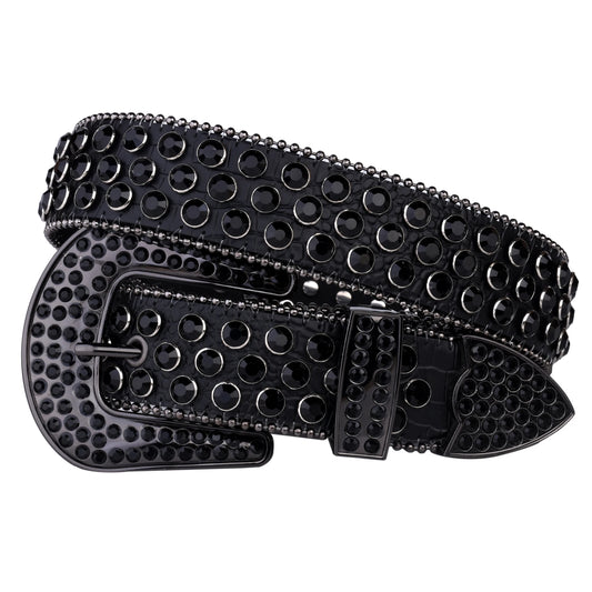 Studded Rhinestone Belts Women Fashion Belt Shiny Pu Leather Belt, Wedding Party Belt Couple Valentines Gifts For Girlfriends-belleandkai.com